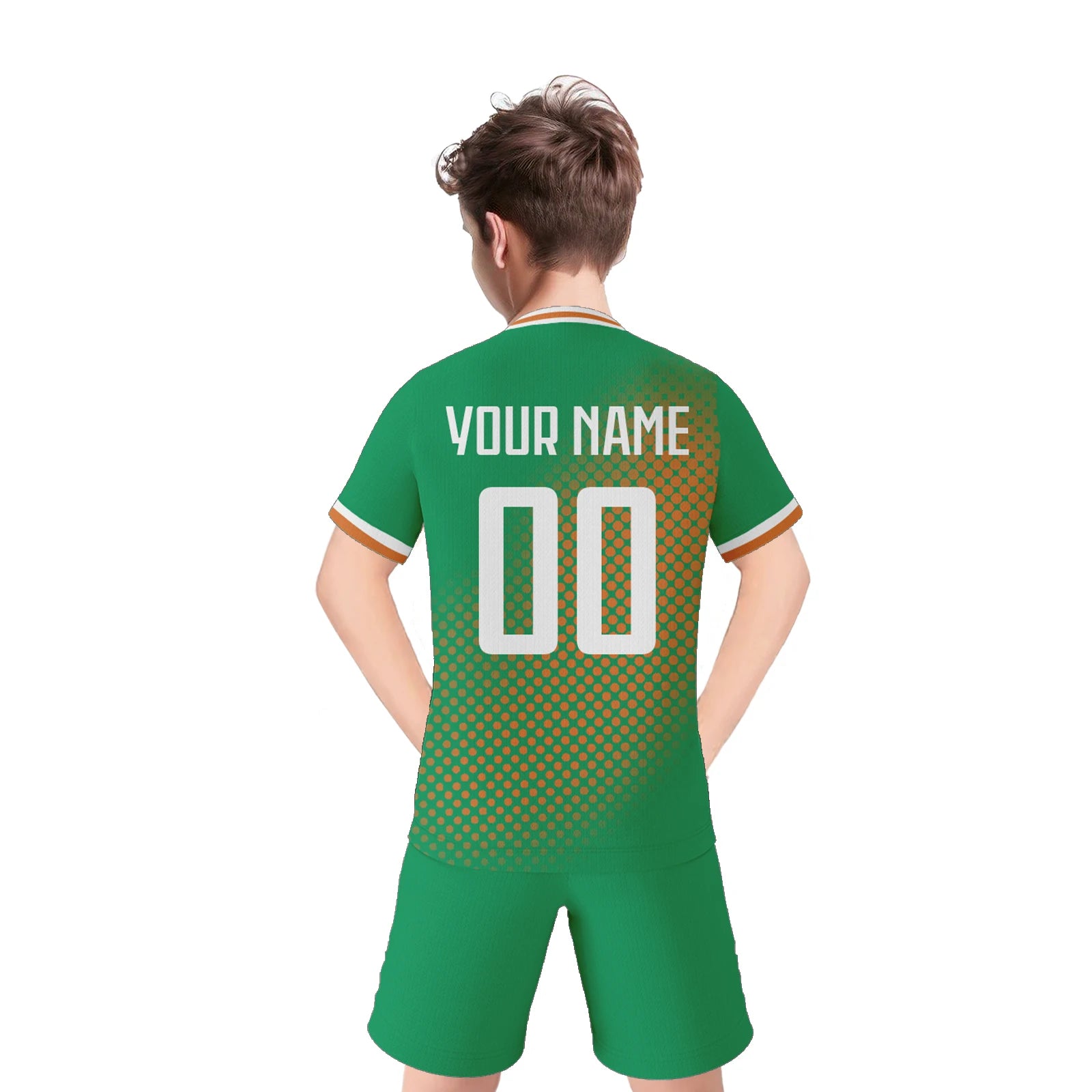 Ireland Kids Soccer Jersey Shorts Set Custom Football Kit Youth Training Uniform Personalized Name Number Football Shirt 3-14Y