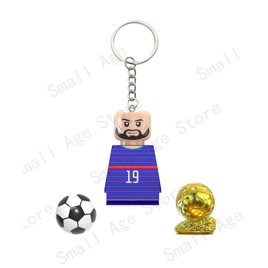 Hot Football Players Keychain Figurine Messi Ronaldo Neymar Lewandowski Mini Action Building Block Model Toy Kids Gifts