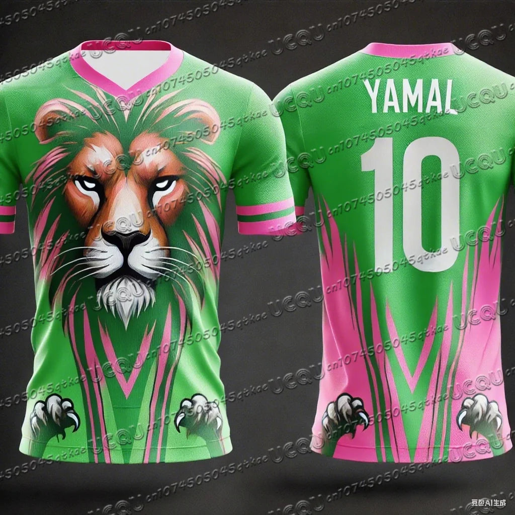CHATGPT Designed Lion Football Jersey 3d Printed NO.10 YAMAL Training Women's Sports Short Sleeve Men's T-shirt Tops