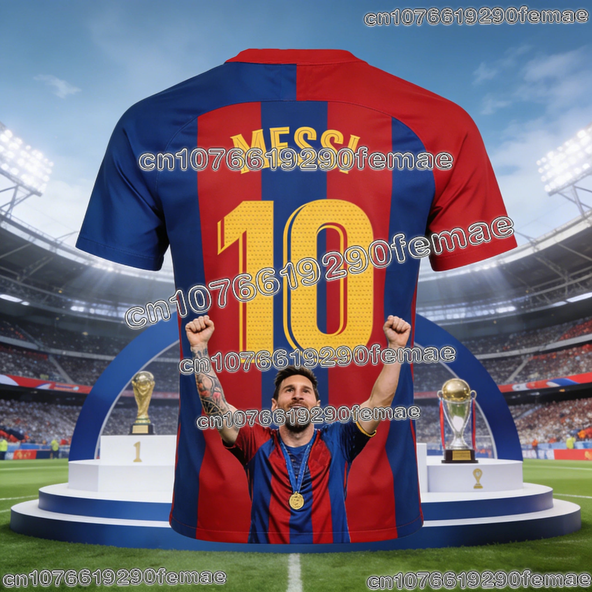 Messi Fashion Superstar Commemorative Football Jersey T-shirt with Breathable Material for Comfort in Daily Outdoor Activities