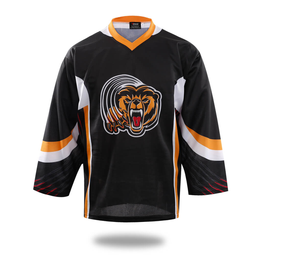 Sublimated Tiger Head Hockey Jersey Black
