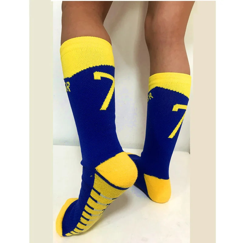Football Kids 10# 2025 Socks New Yellow Blue Number Soccer Men's Sports Short Socks Outdoor Running Fast-drying Breathable Non-S