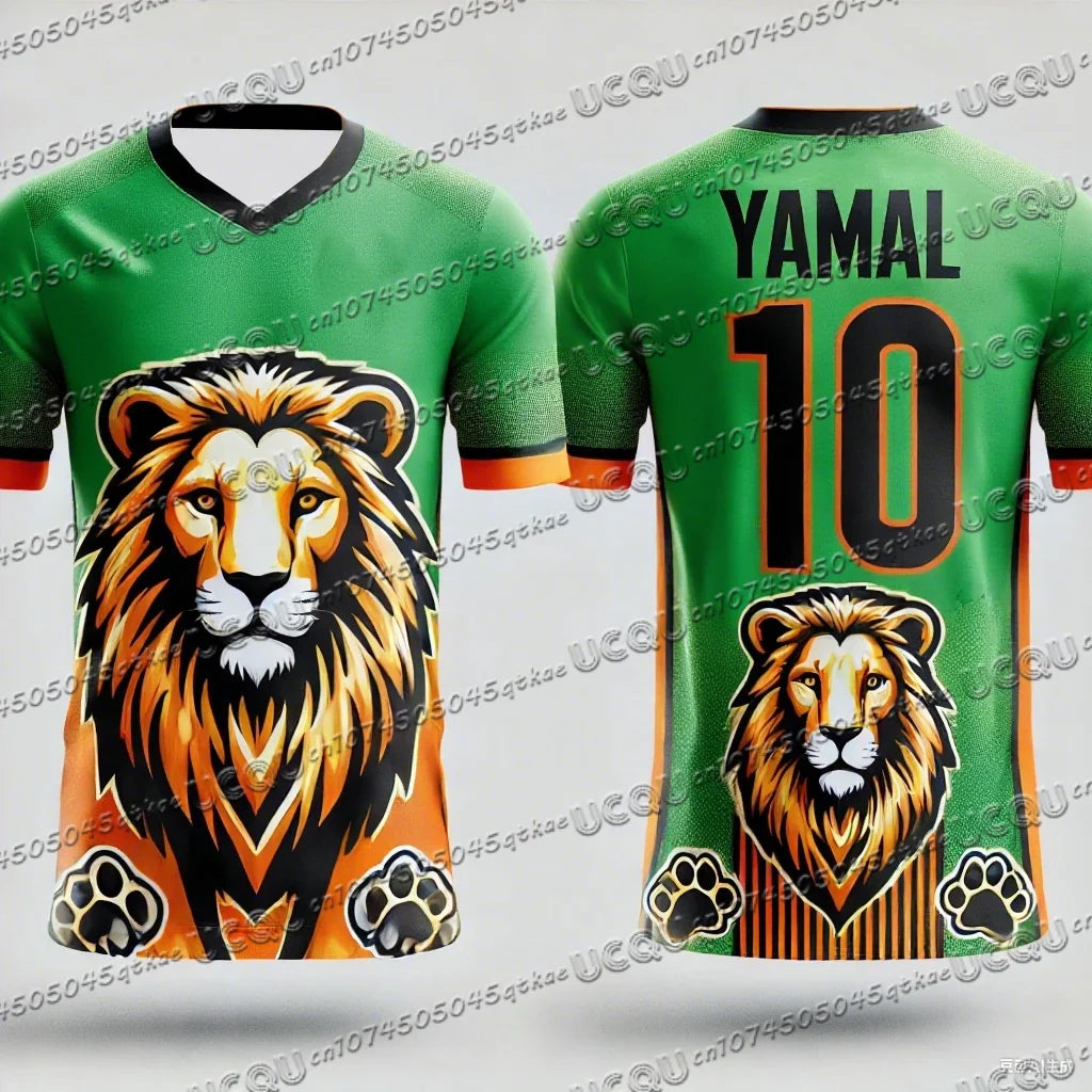 CHATGPT Designed Lion Football Jersey 3d Printed NO.10 YAMAL Training Women's Sports Short Sleeve Men's T-shirt Tops