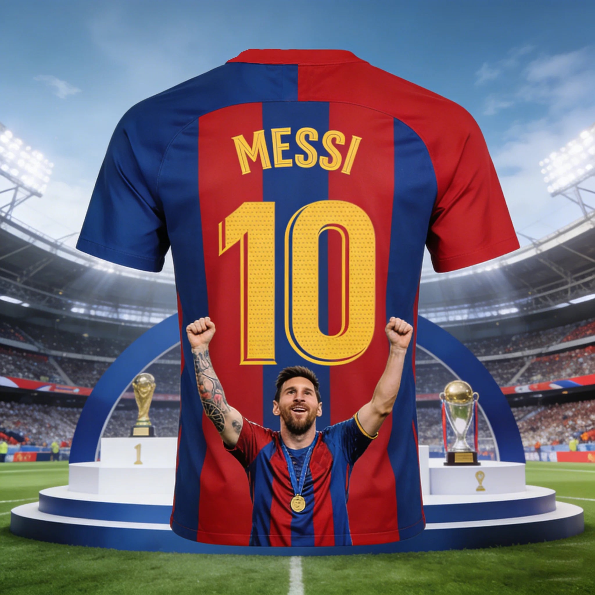 Messi Fashion Superstar Commemorative Football Jersey T-shirt with Breathable Material for Comfort in Daily Outdoor Activities