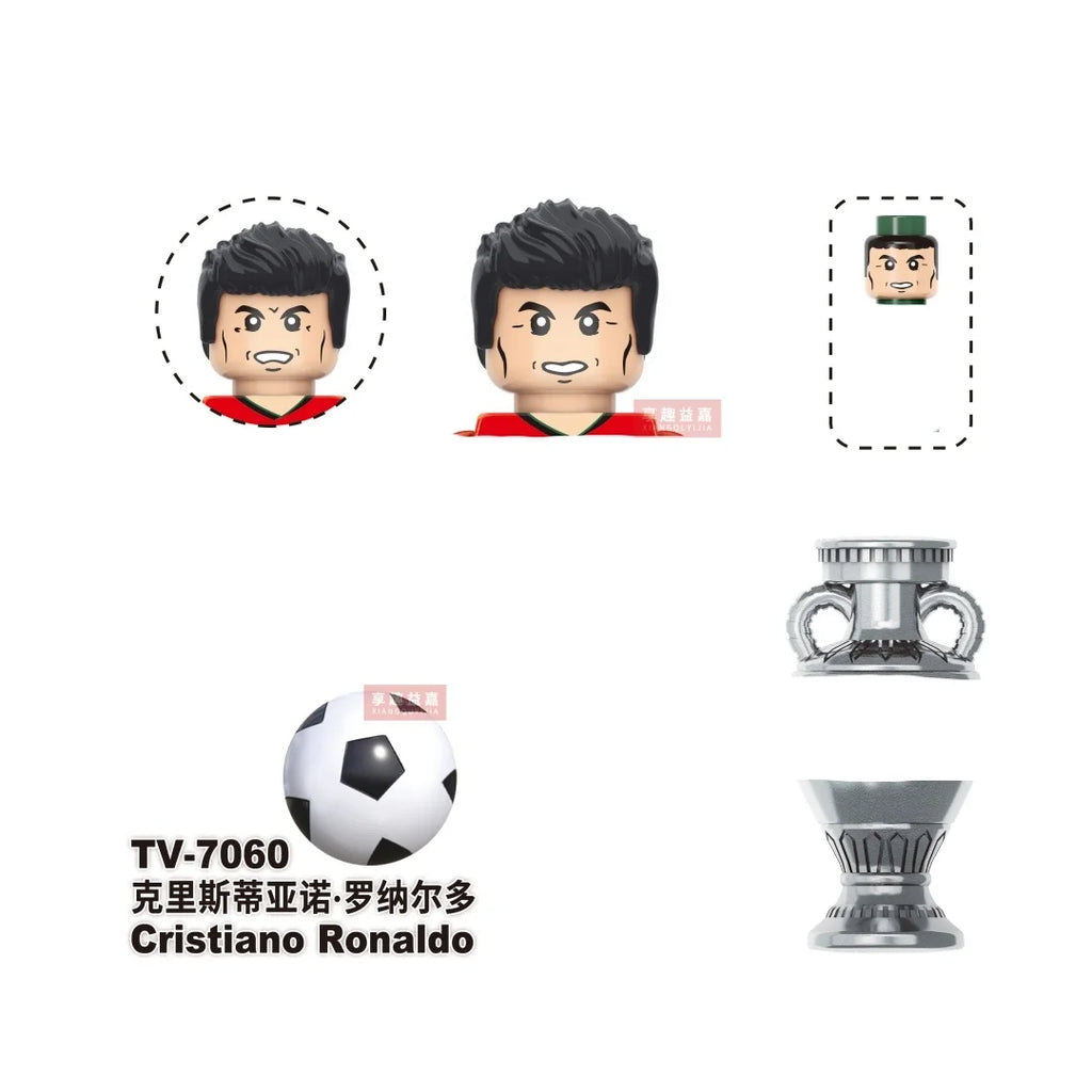 NEW World Famous Football Players Figurine Messi Ronaldo Neymar Lewandowski Mini Action Building Block Model Toy Kids Gifts MOC