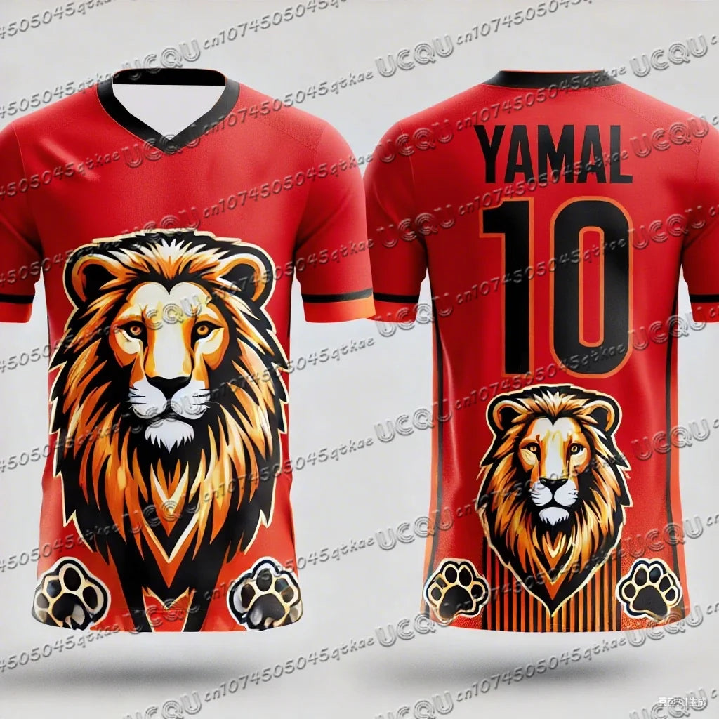 CHATGPT Designed Lion Football Jersey 3d Printed NO.10 YAMAL Training Women's Sports Short Sleeve Men's T-shirt Tops