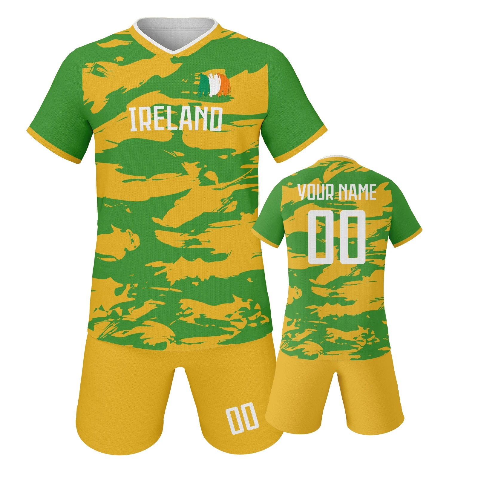 Ireland Kids Soccer Jersey Shorts Set Custom Football Kit Youth Training Uniform Personalized Name Number Football Shirt 3-14Y