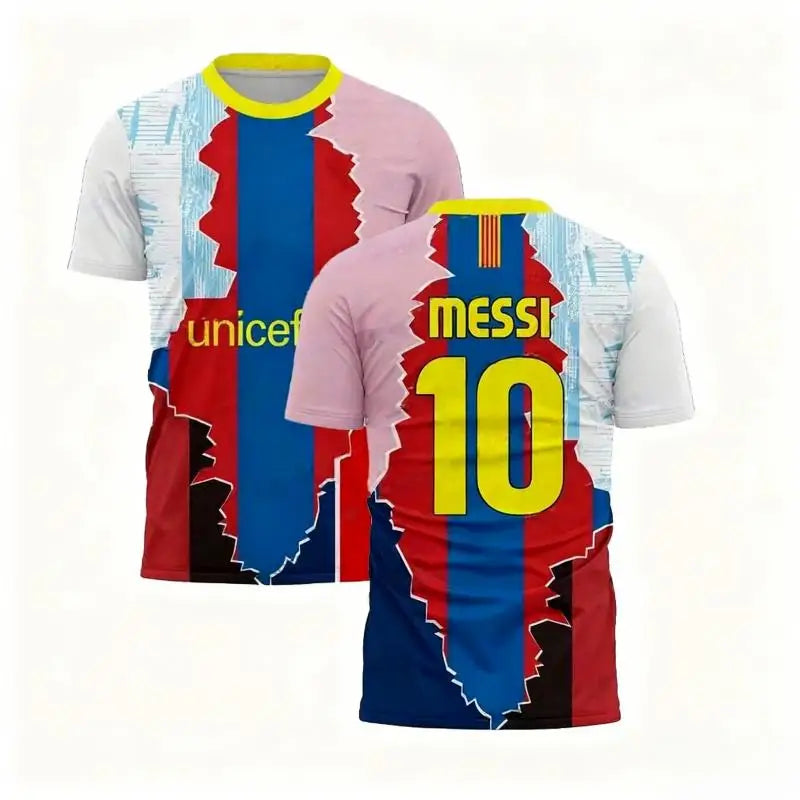 New 2026 Men Messi Special Jointly  Short Sleeve Football Shirt Youth Training Soccer Uniform Breathable Tops Family Kids Tees
