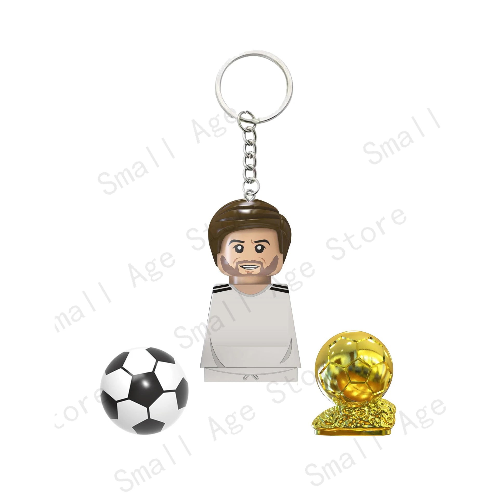 Hot Football Players Keychain Figurine Messi Ronaldo Neymar Lewandowski Mini Action Building Block Model Toy Kids Gifts