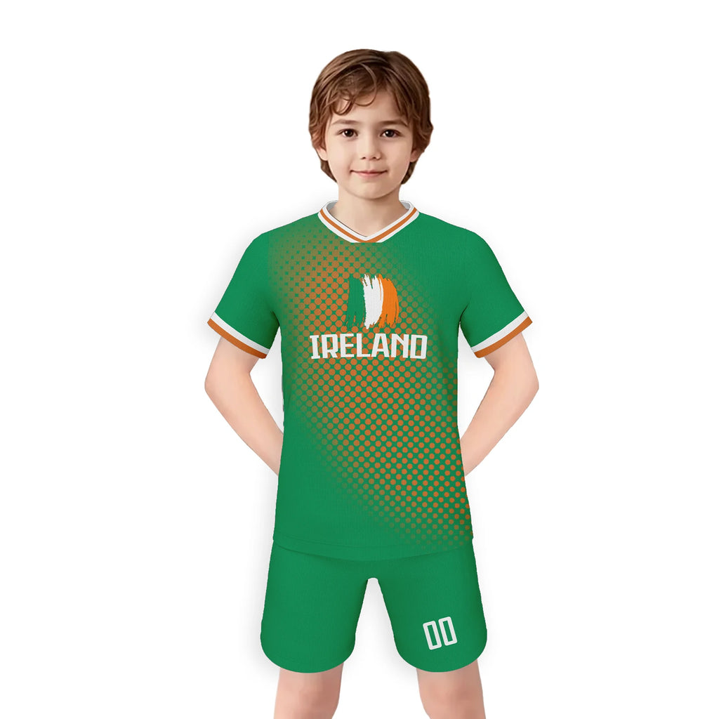 Ireland Kids Soccer Jersey Shorts Set Custom Football Kit Youth Training Uniform Personalized Name Number Football Shirt 3-14Y