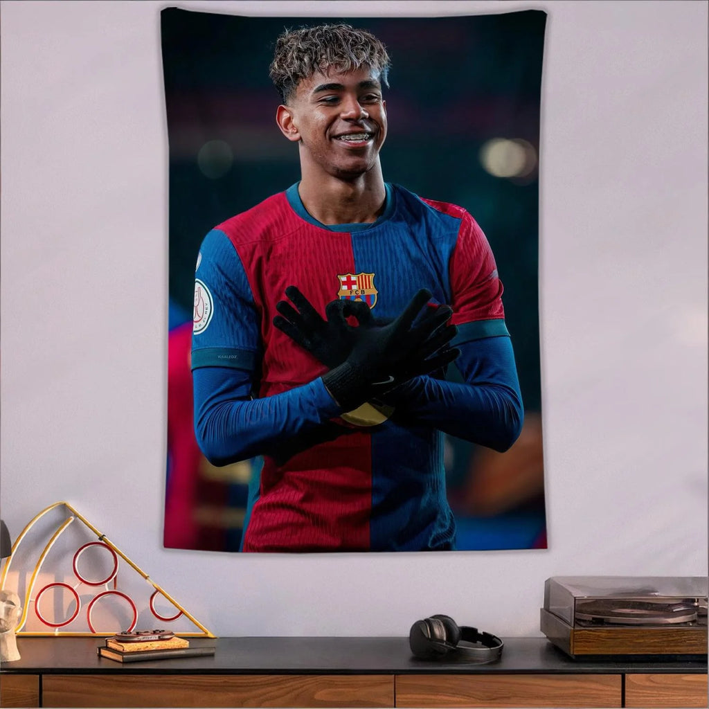 Yamal Tapestry Spanish Men S Football Poster Bedroom Decorative Aesthetic Tapestry Barcelona Flag Wallpaper for Friends