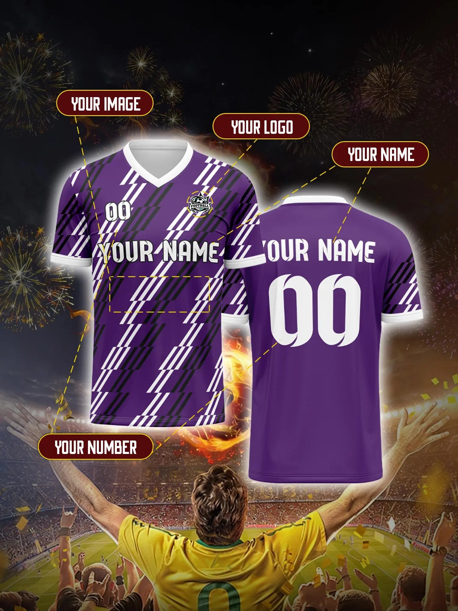 Custom Soccer Jersey With Custom Image, Number And Name, pro player professional match gear