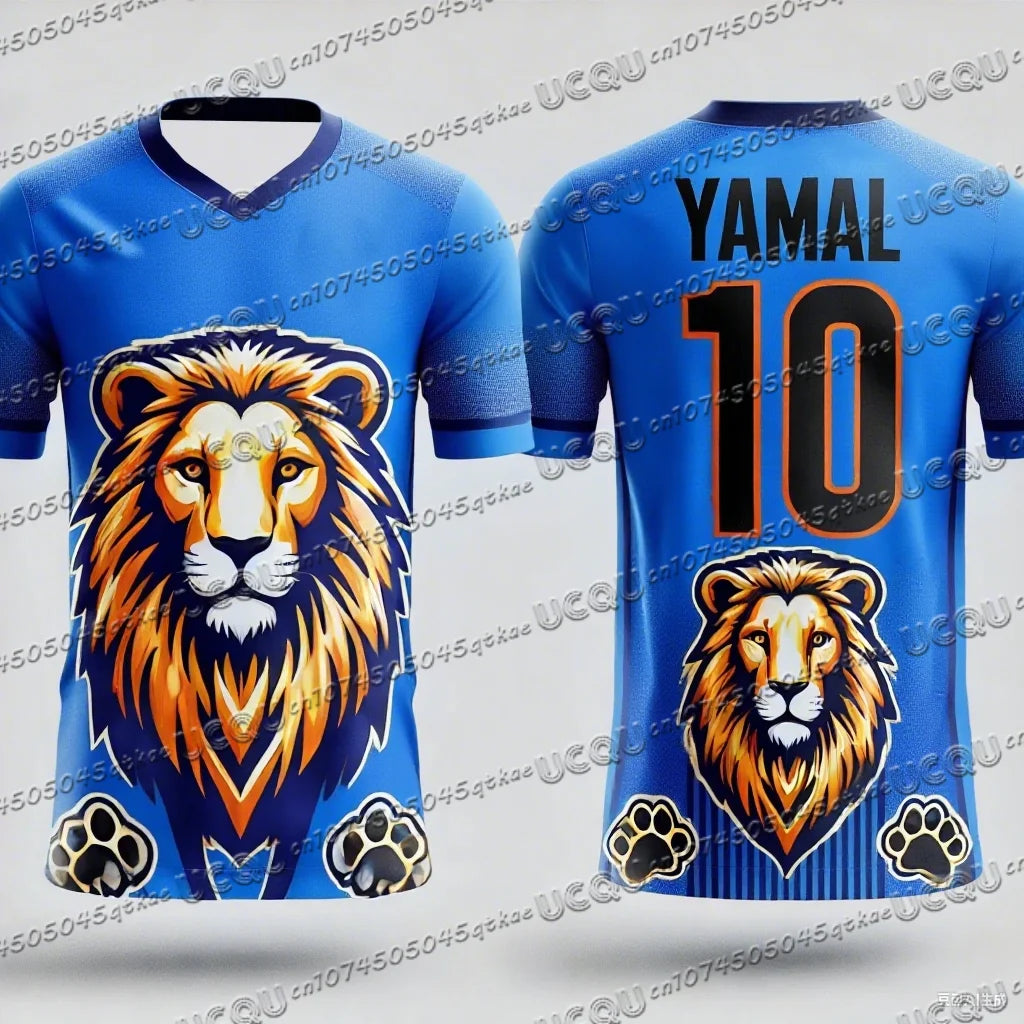 CHATGPT Designed Lion Football Jersey 3d Printed NO.10 YAMAL Training Women's Sports Short Sleeve Men's T-shirt Tops