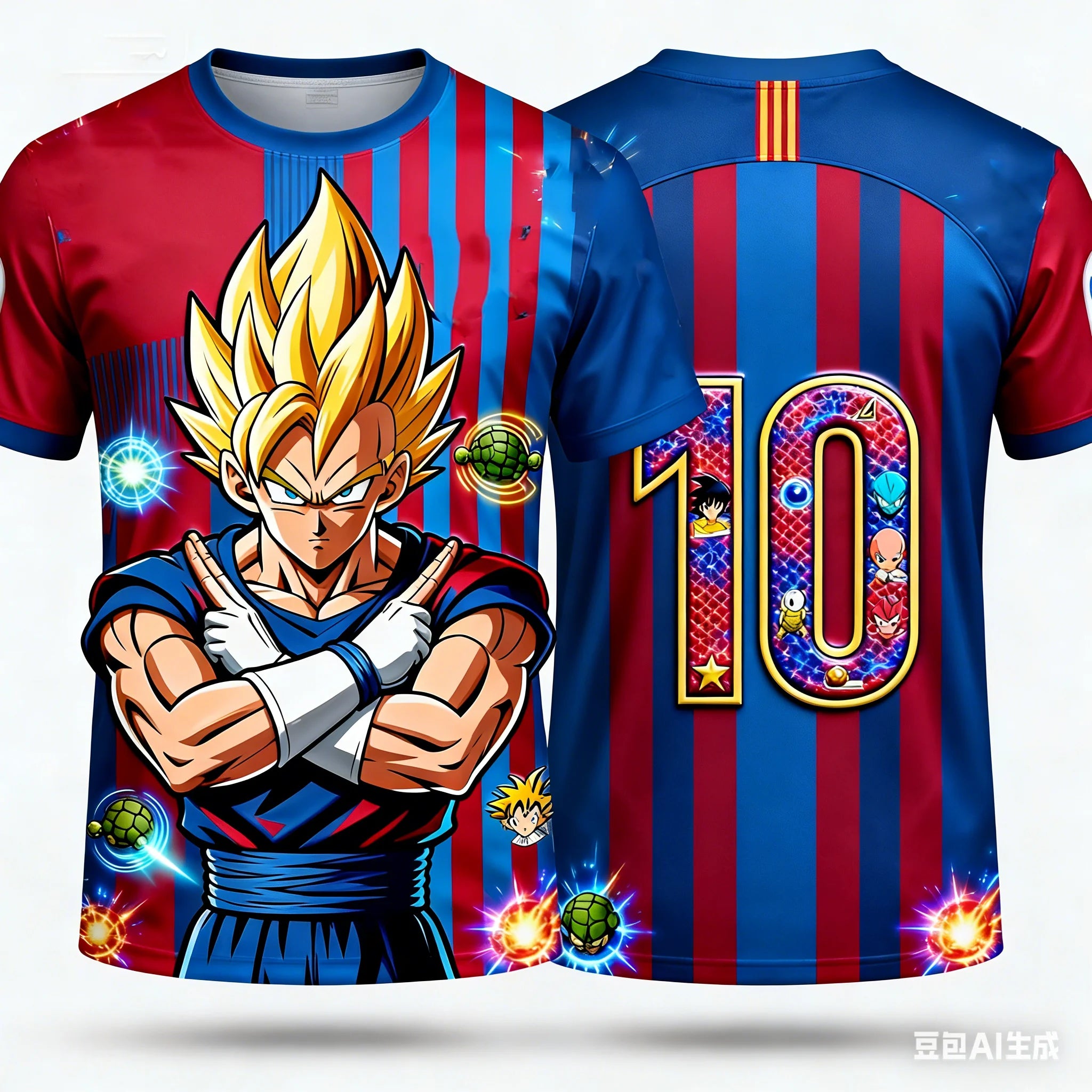 2026 Summer Dragon Ball Super Soccer Jersey Style Oversized T-shirt 3D Print Breathable Sweat-Wicking Retro  Unisex Fitness Tee