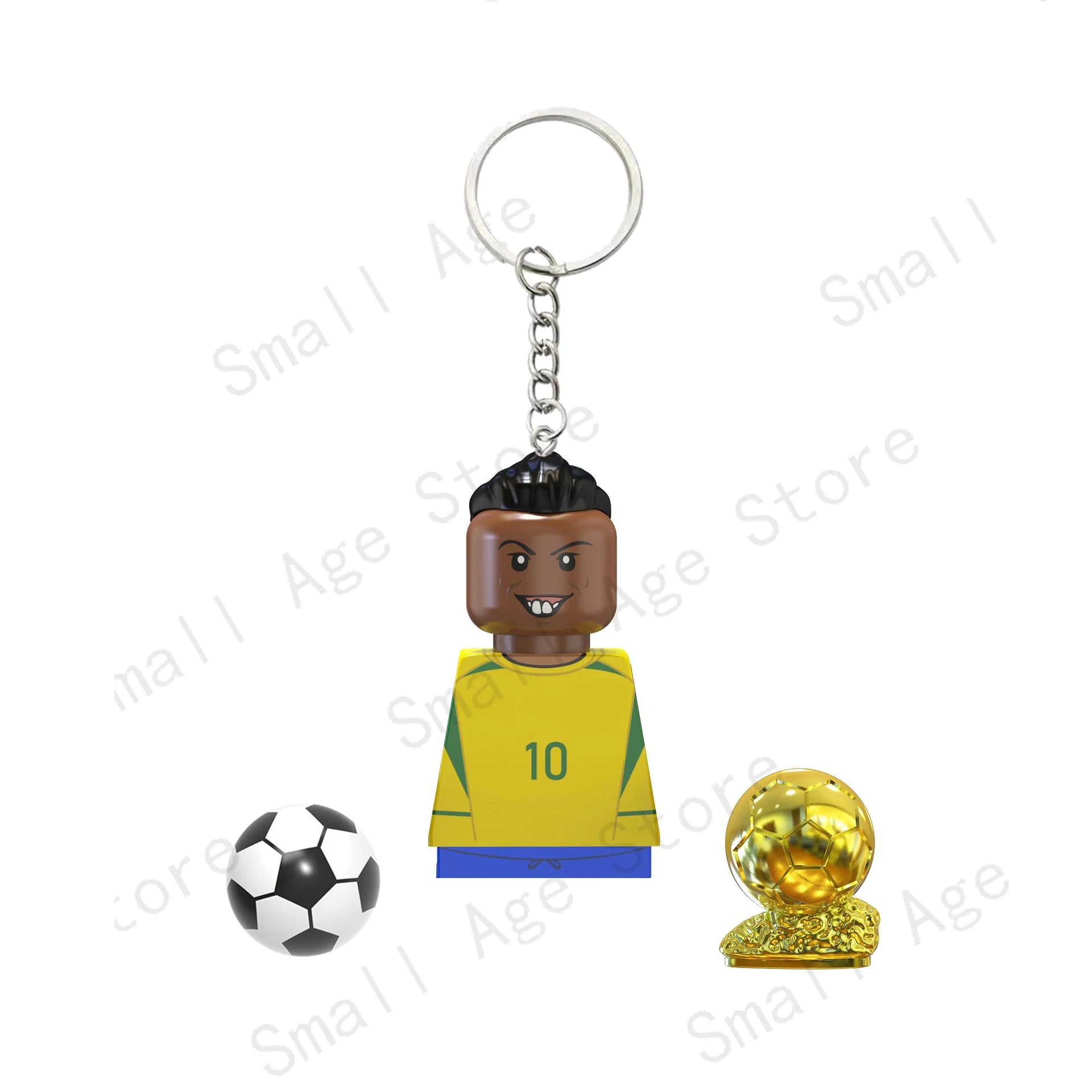 Hot Football Players Keychain Figurine Messi Ronaldo Neymar Lewandowski Mini Action Building Block Model Toy Kids Gifts