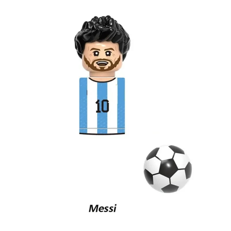 NEW World Famous Football Players Figurine Messi Ronaldo Neymar Lewandowski Mini Action Building Block Model Toy Kids Gifts