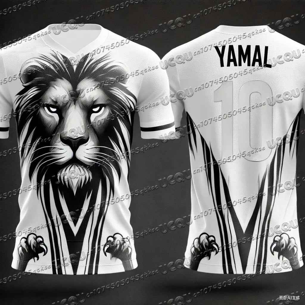 CHATGPT Designed Lion Football Jersey 3d Printed NO.10 YAMAL Training Women's Sports Short Sleeve Men's T-shirt Tops