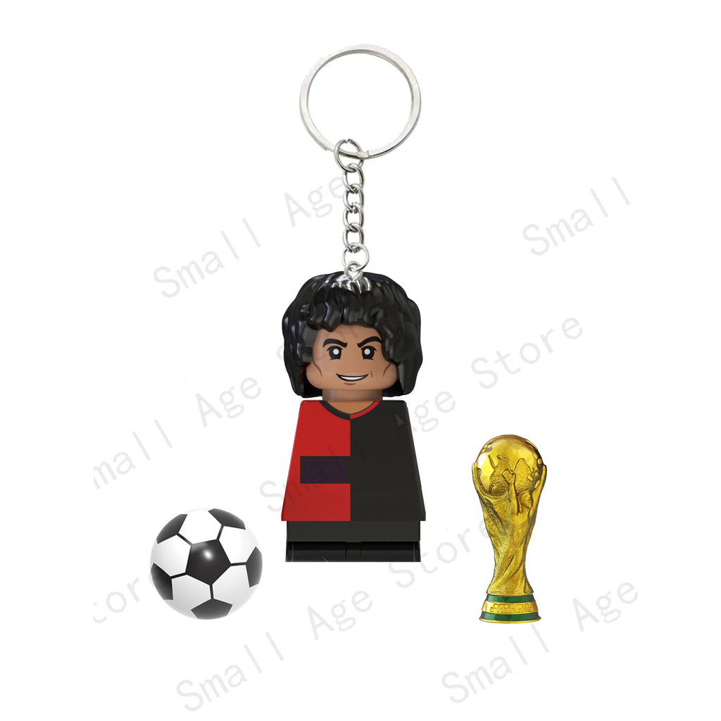 Hot Football Players Keychain Figurine Messi Ronaldo Neymar Lewandowski Mini Action Building Block Model Toy Kids Gifts