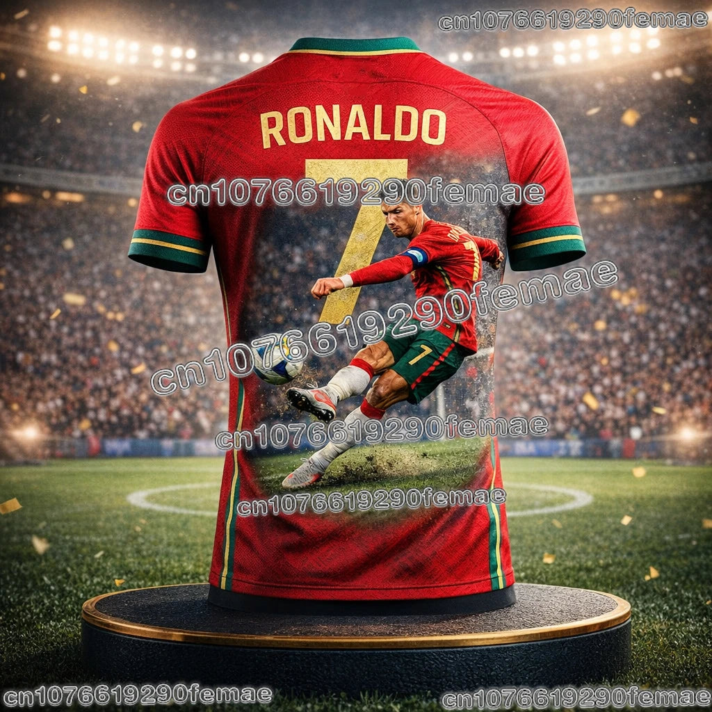 New Arrival Men's Outdoor Fitness T-Shirt With Cristiano Ronaldo 3D Graphic Print Summer Quick Dry Breathable Fan Training Wear