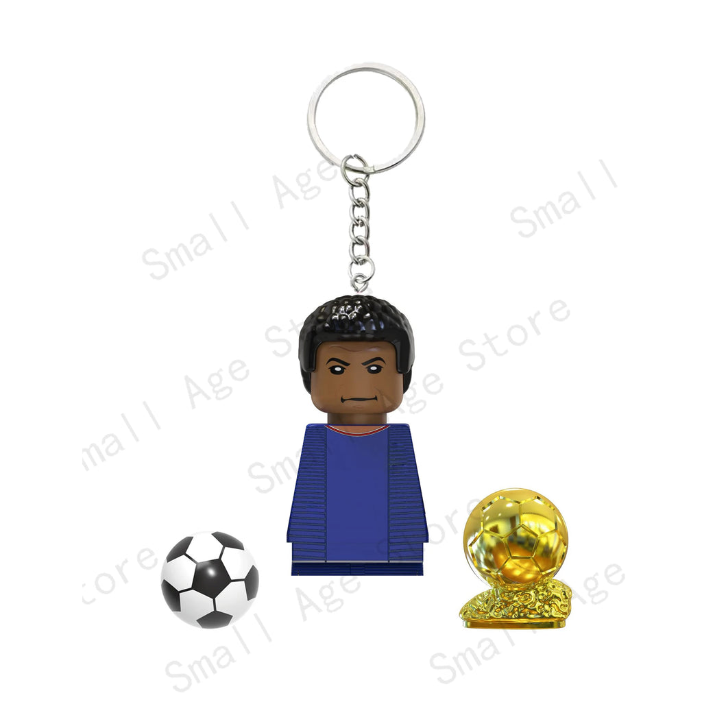 Hot Football Players Keychain Figurine Messi Ronaldo Neymar Lewandowski Mini Action Building Block Model Toy Kids Gifts