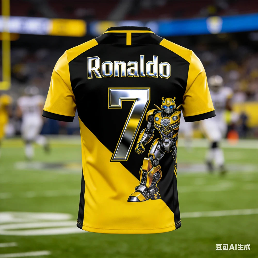Ronaldo #7 AI-generated Bumblebee Edition Soccer Shirt 2026 Men's Quick-drying FamilyMatching Kids Short Sleeve Football Fan Tee