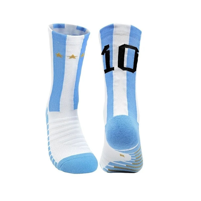 Football Kids 10# 2025 Socks New Yellow Blue Number Soccer Men's Sports Short Socks Outdoor Running Fast-drying Breathable Non-S