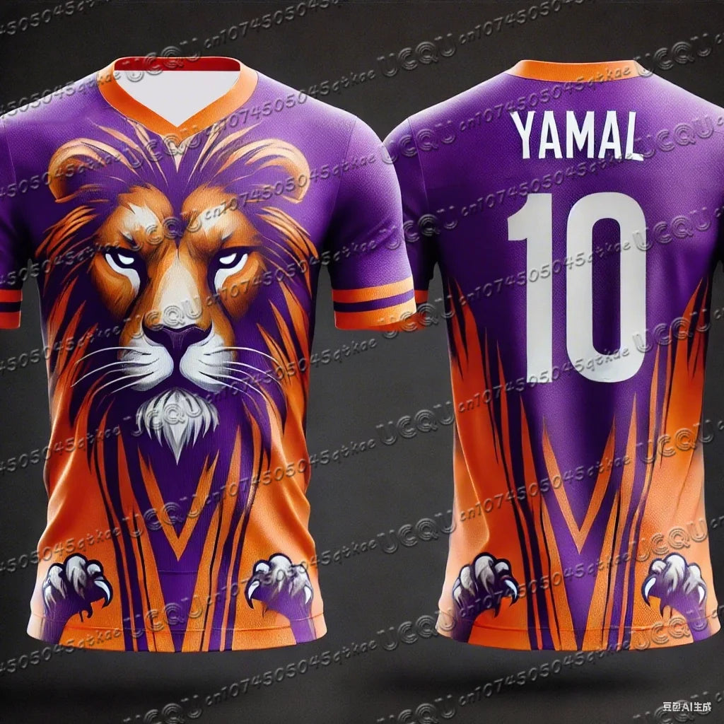 CHATGPT Designed Lion Football Jersey 3d Printed NO.10 YAMAL Training Women's Sports Short Sleeve Men's T-shirt Tops