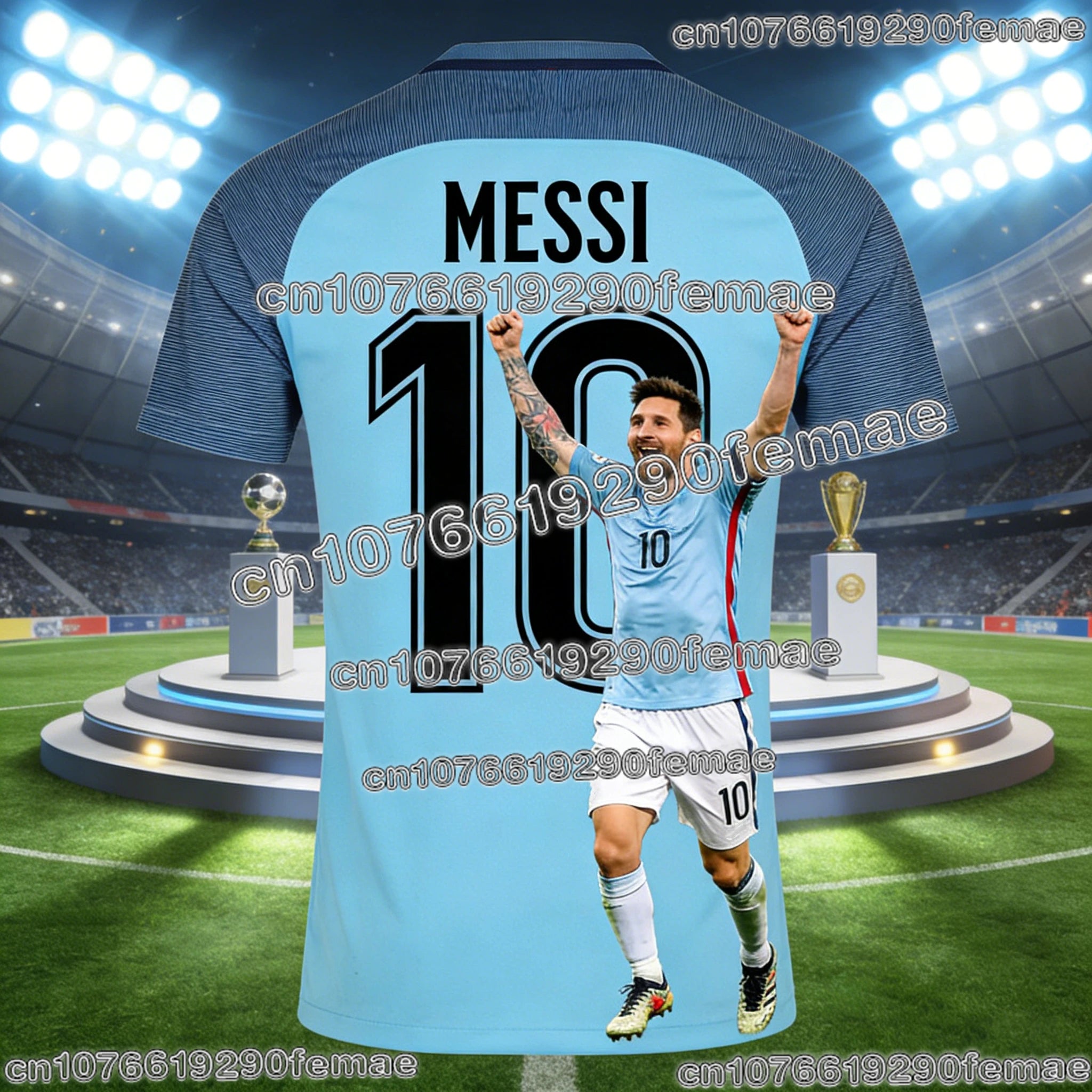 Messi Fashion Superstar Commemorative Football Jersey T-shirt with Breathable Material for Comfort in Daily Outdoor Activities