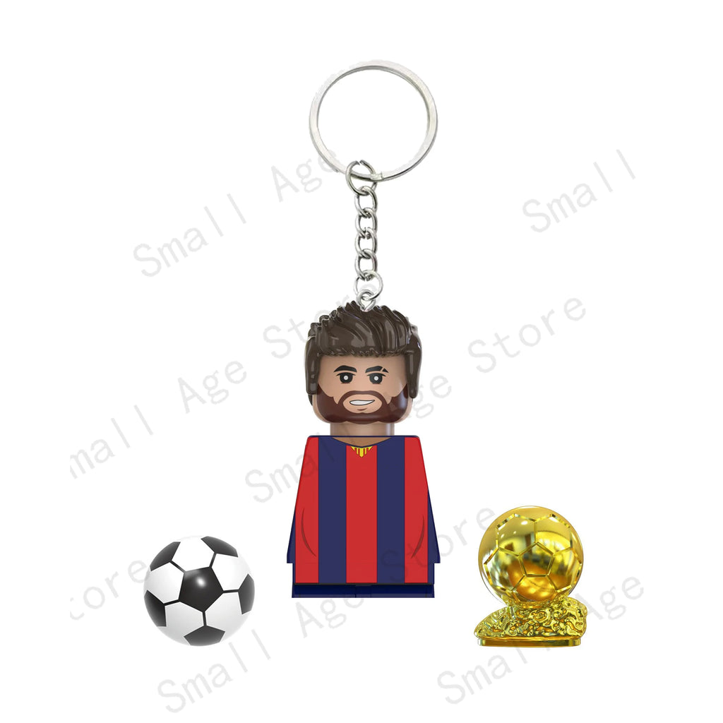 Hot Football Players Keychain Figurine Messi Ronaldo Neymar Lewandowski Mini Action Building Block Model Toy Kids Gifts