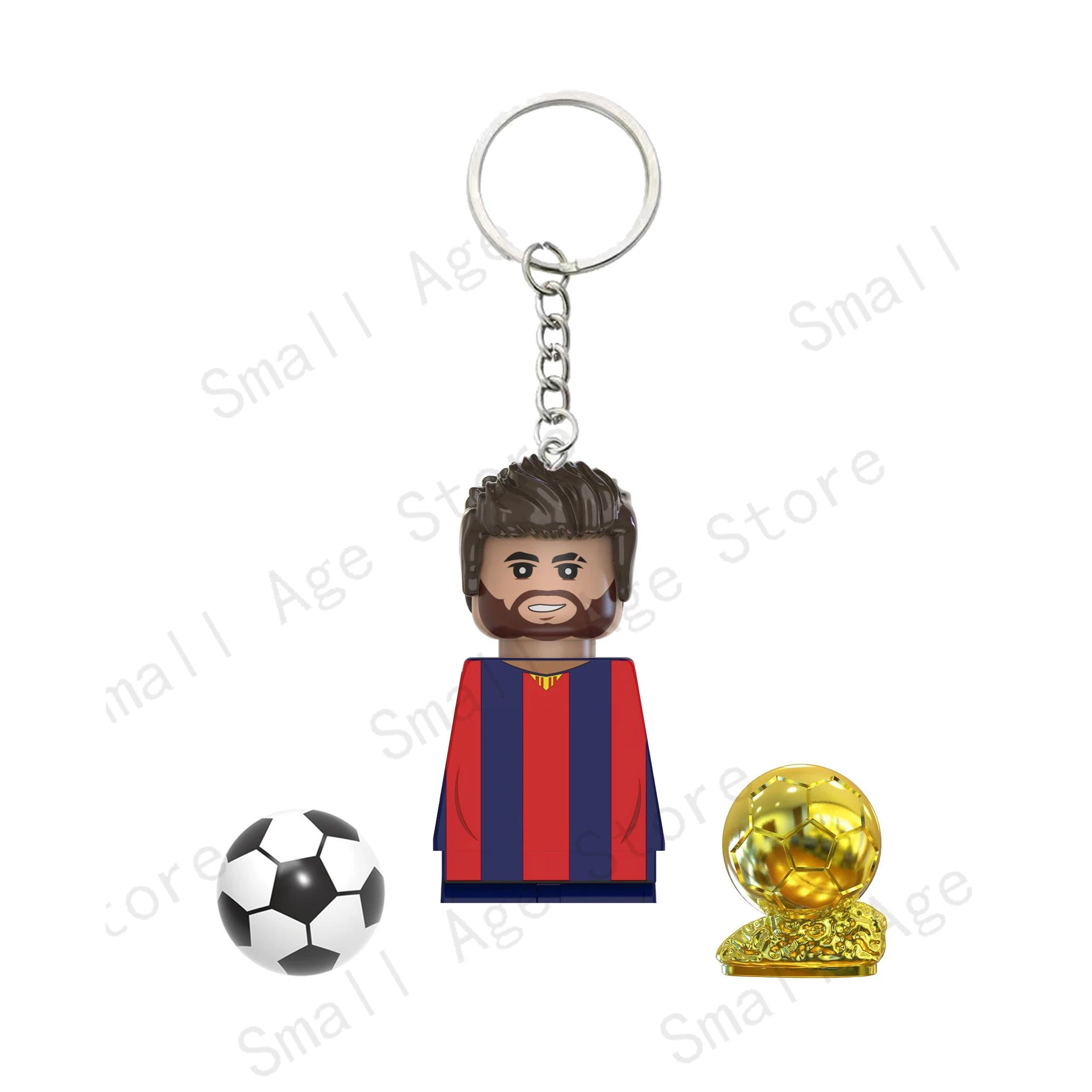 Hot Football Players Keychain Figurine Messi Ronaldo Neymar Lewandowski Mini Action Building Block Model Toy Kids Gifts