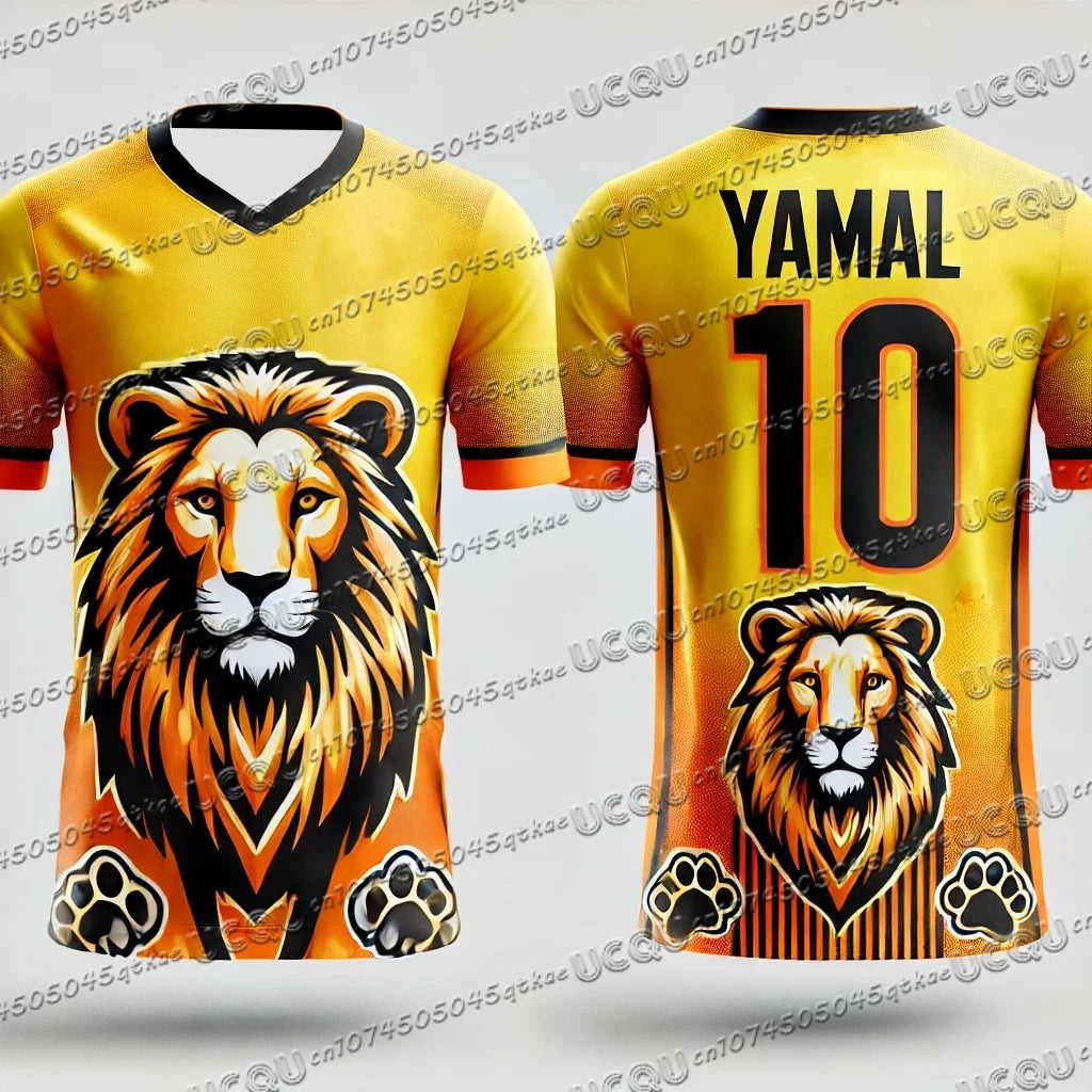 CHATGPT Designed Lion Football Jersey 3d Printed NO.10 YAMAL Training Women's Sports Short Sleeve Men's T-shirt Tops