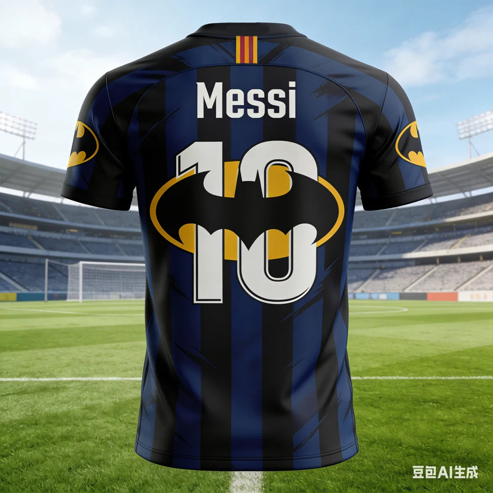 Messi #10 AI-generated Batman Soccer Jersey 2026 Men's Breathable Children's Clothing Short Sleeve Football Fan Tee