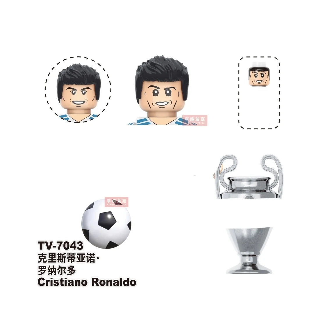 NEW World Famous Football Players Figurine Messi Ronaldo Neymar Lewandowski Mini Action Building Block Model Toy Kids Gifts MOC