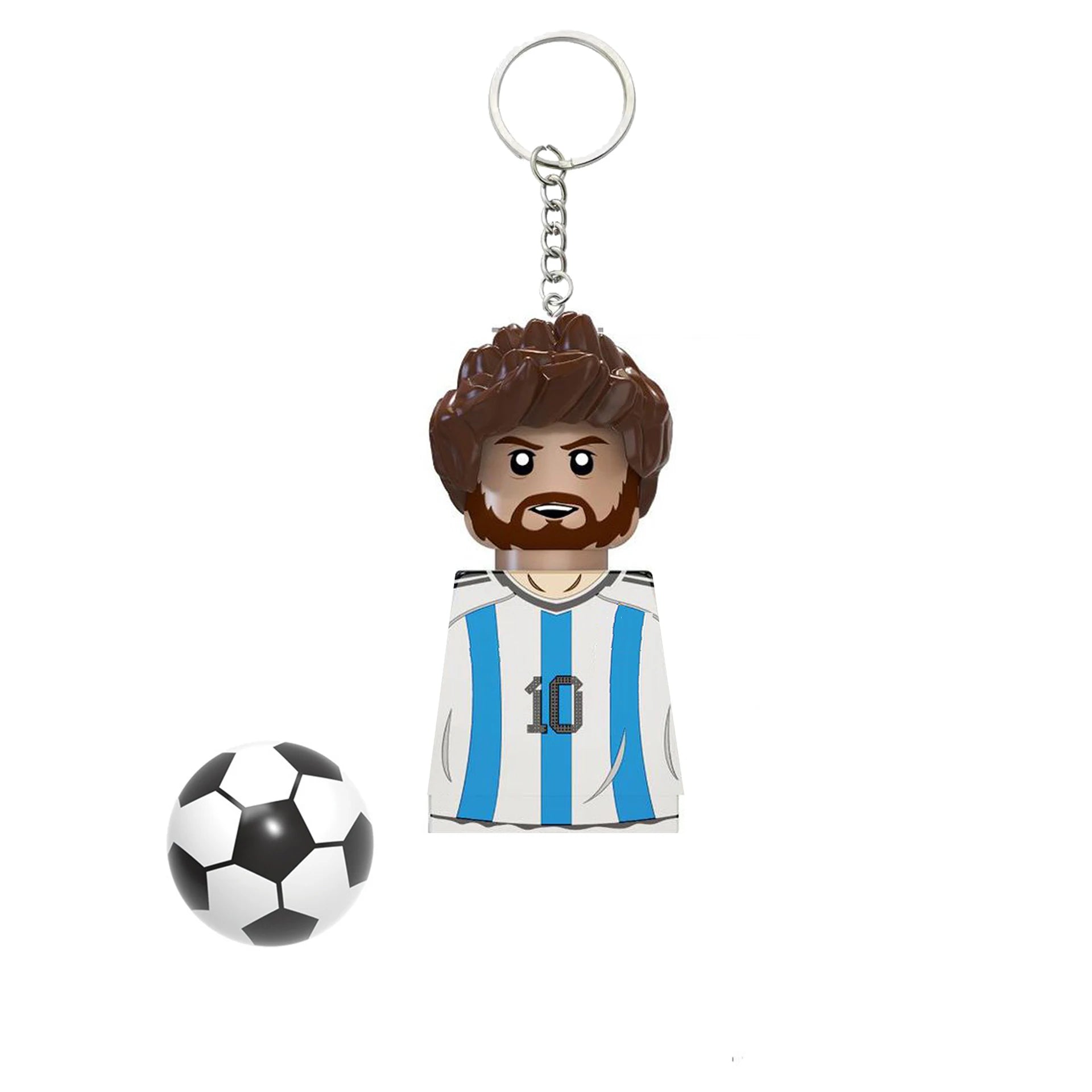 2024 NEW Football Players Keychain Figurine Messi Ronaldo Neymar Mini Action Building Block Model Toy Children's Birthday Gifts