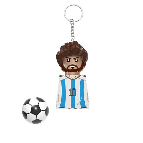 2024 NEW Football Players Keychain Figurine Messi Ronaldo Neymar Mini Action Building Block Model Toy Children's Birthday Gifts