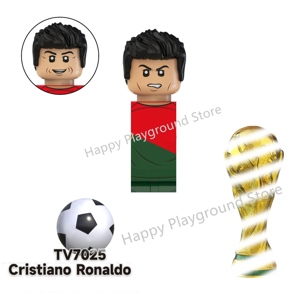 Football Stars Figure Sport Player Bailey Messi Ronaldo Building Blocks Bricks Mini Action Figures Toys For Kids Christmas Gifts