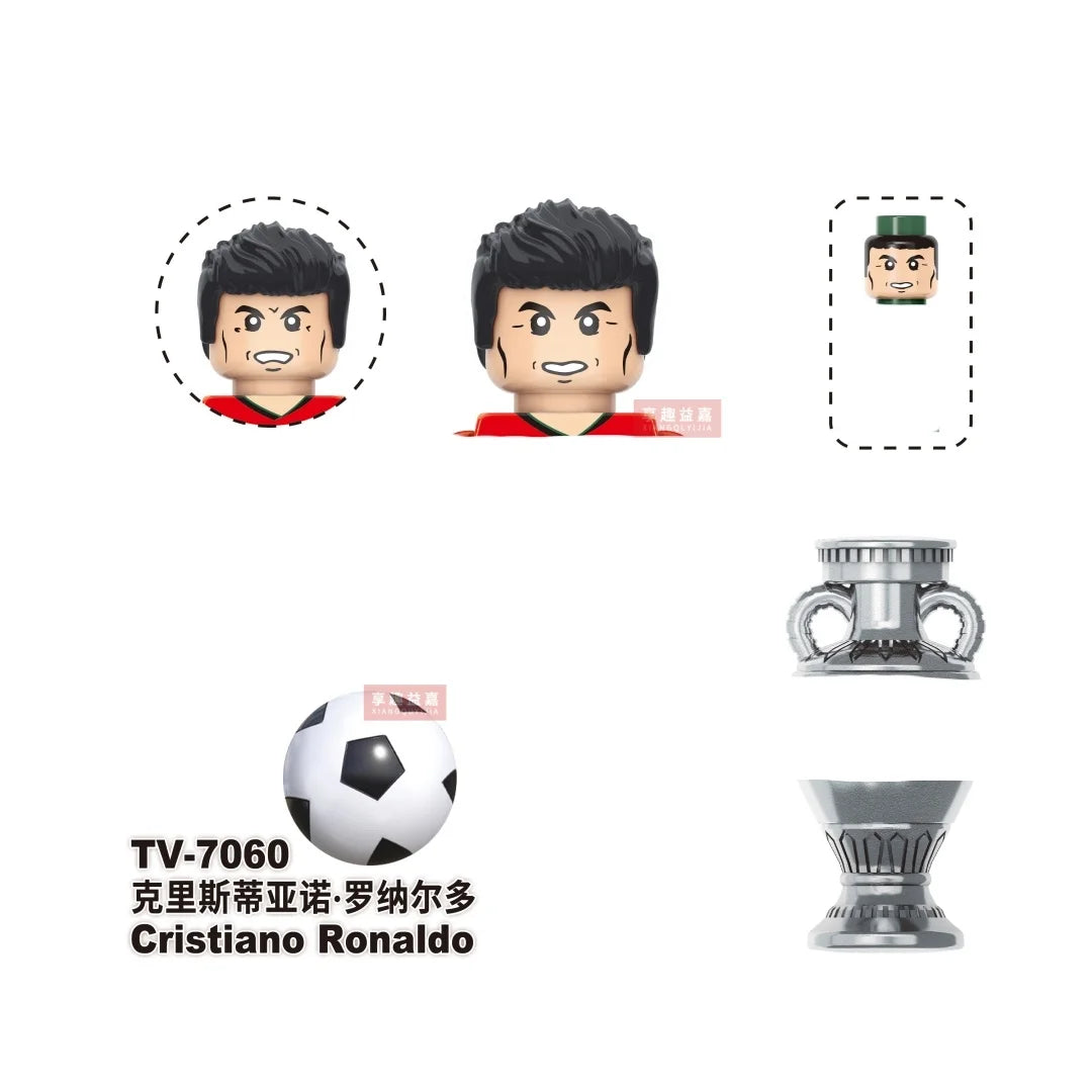 NEW World Famous Football Players Figurine Messi Ronaldo Neymar Lewandowski Mini Action Building Block Model Toy Kids Gifts MOC