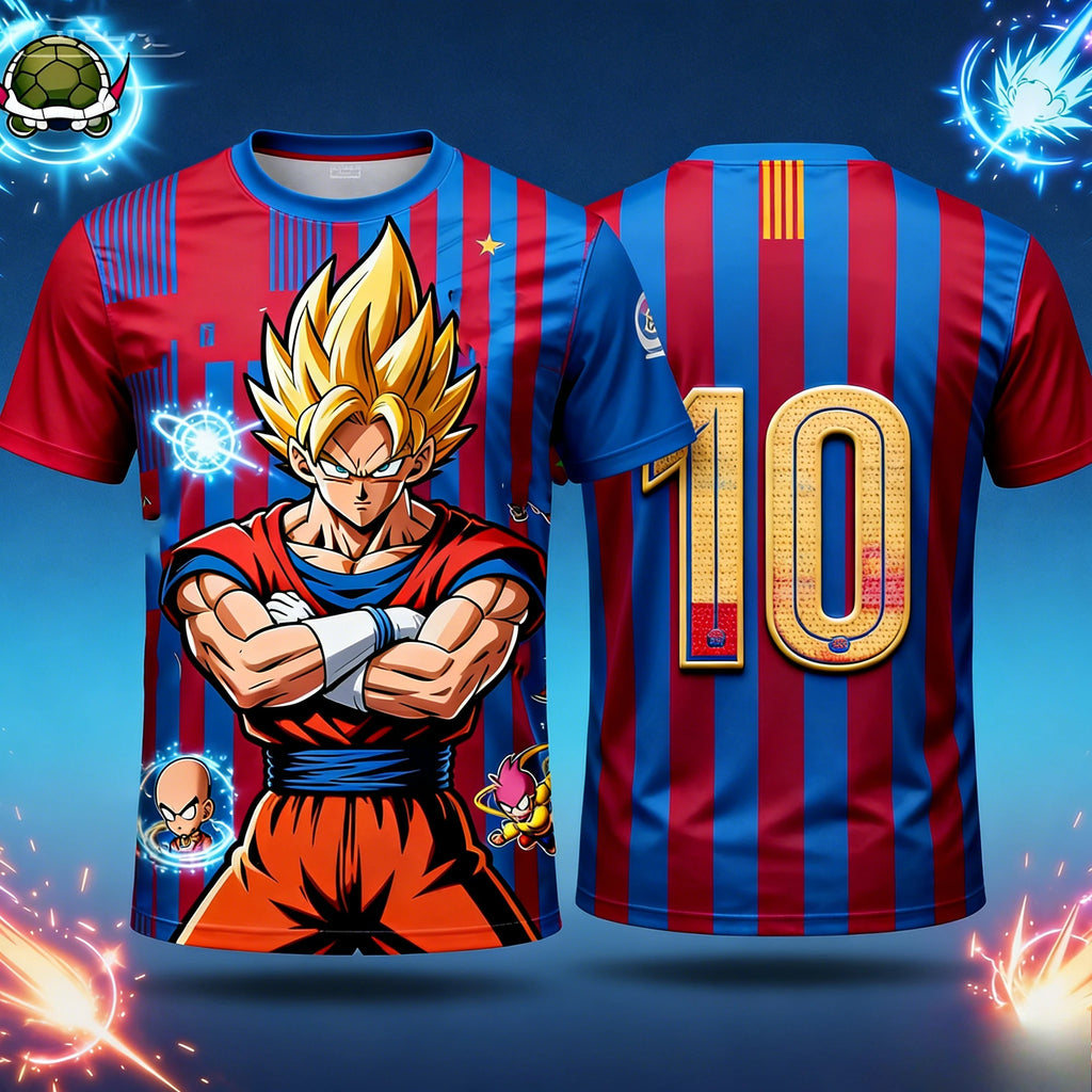 2026 Summer Dragon Ball Super Soccer Jersey Style Oversized T-shirt 3D Print Breathable Sweat-Wicking Retro  Unisex Fitness Tee