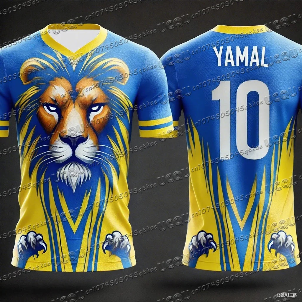 CHATGPT Designed Lion Football Jersey 3d Printed NO.10 YAMAL Training Women's Sports Short Sleeve Men's T-shirt Tops