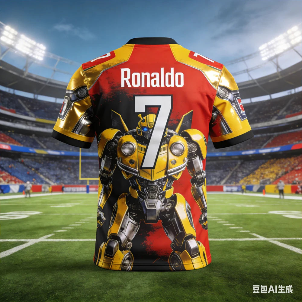 Ronaldo #7 AI-generated Bumblebee Edition Soccer Shirt 2026 Men's Quick-drying FamilyMatching Kids Short Sleeve Football Fan Tee