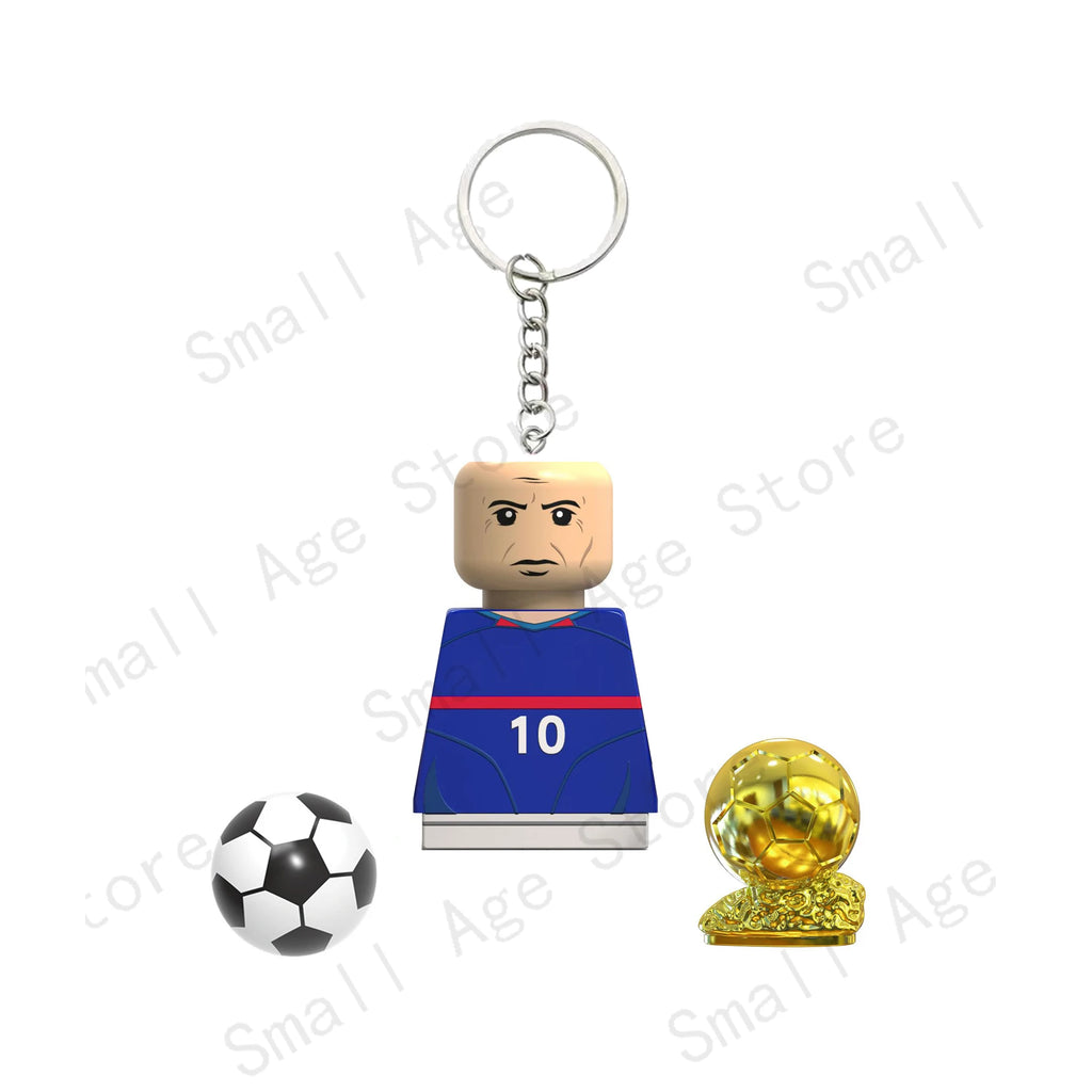 Hot Football Players Keychain Figurine Messi Ronaldo Neymar Lewandowski Mini Action Building Block Model Toy Kids Gifts