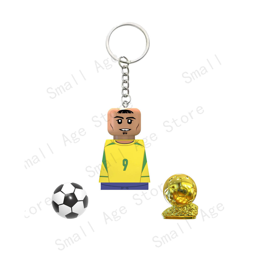 Hot Football Players Keychain Figurine Messi Ronaldo Neymar Lewandowski Mini Action Building Block Model Toy Kids Gifts