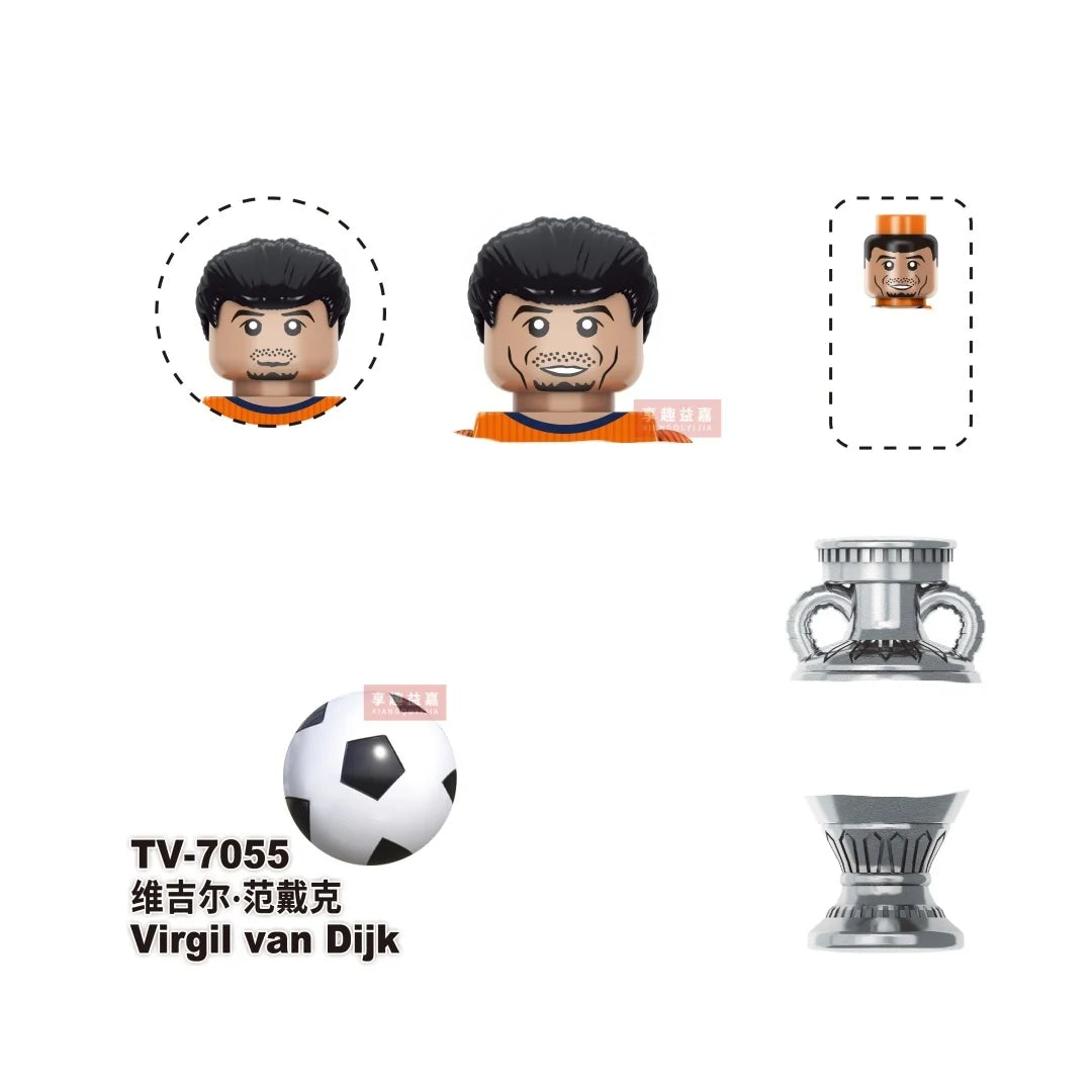 NEW World Famous Football Players Figurine Messi Ronaldo Neymar Lewandowski Mini Action Building Block Model Toy Kids Gifts MOC