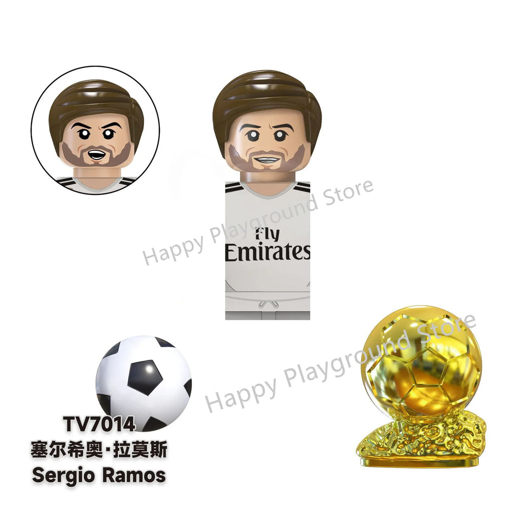 Football Stars Figure Sport Player Bailey Messi Ronaldo Building Blocks Bricks Mini Action Figures Toys For Kids Christmas Gifts